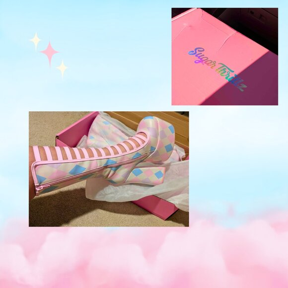 Dolls Kill Sugar Thrillz Pastel Harlequin Platform Boots • Size 7 - Picture 3 of 3